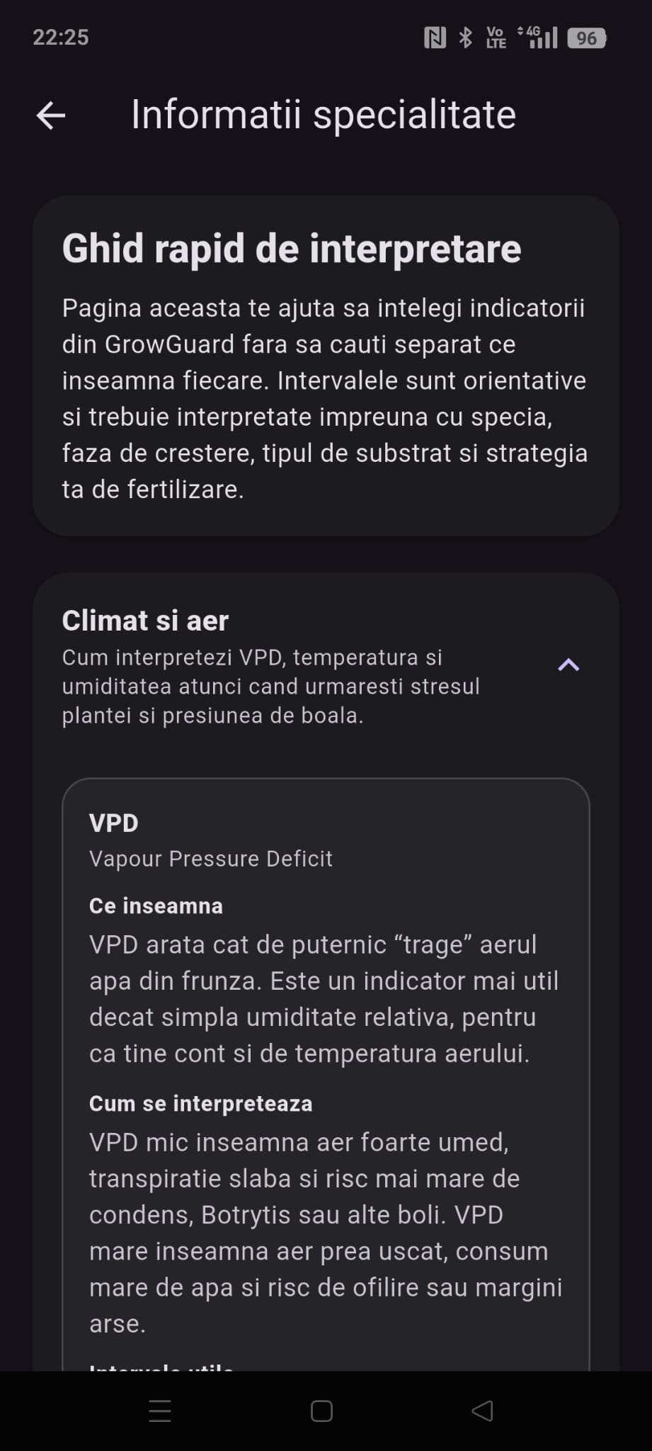 Pagina de informatii specialitate din GrowGuard