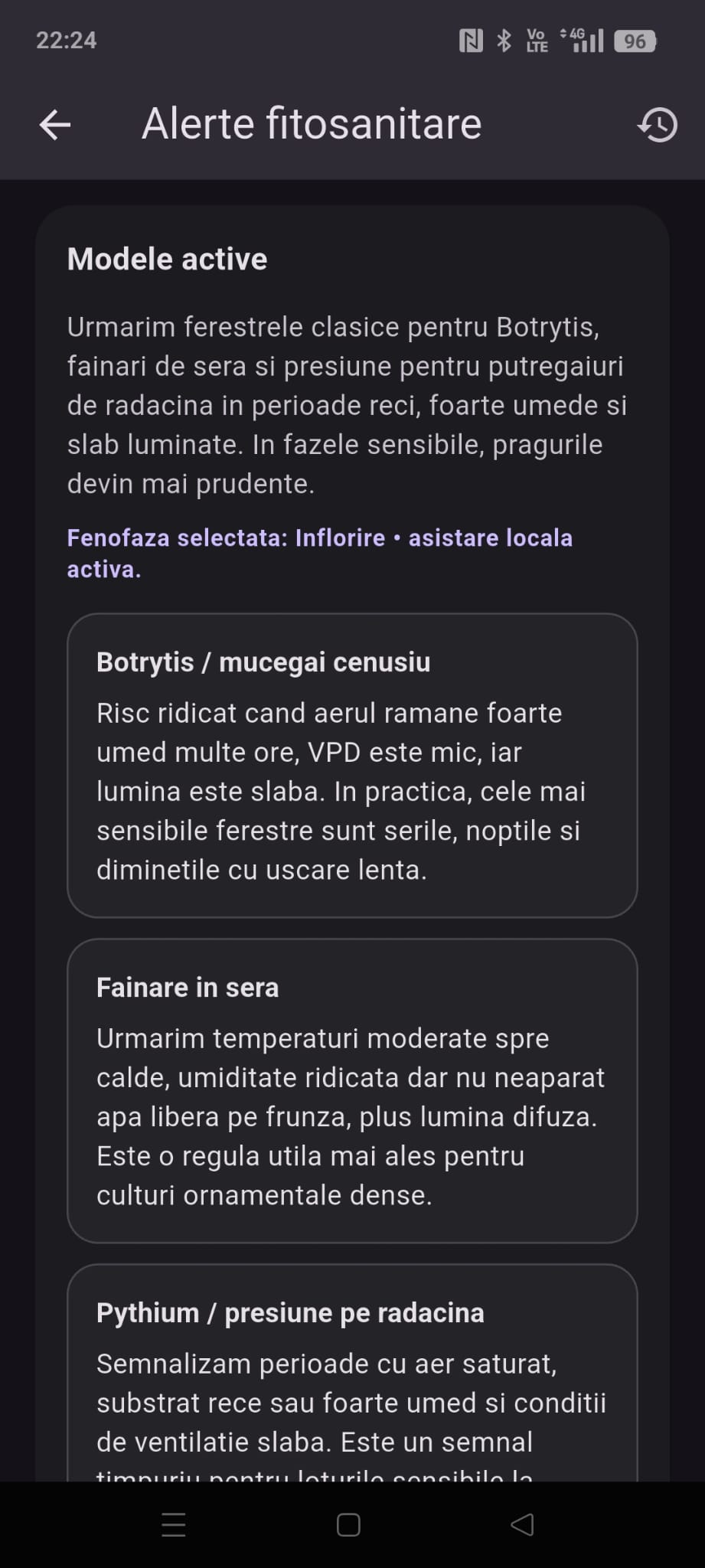 Modelul de date fitosanitar si regulile active din GrowGuard